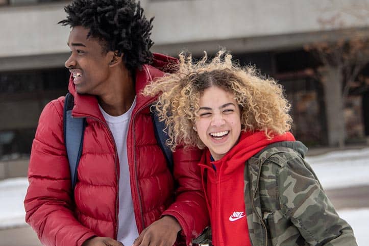 Students in front of the main building on the FLCC Canandaigua Campus
