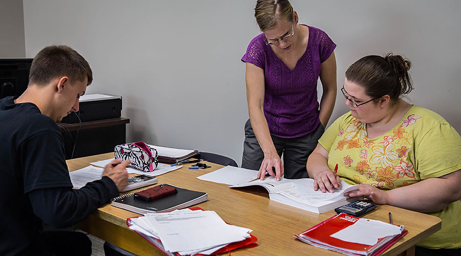 Faculty and students working together