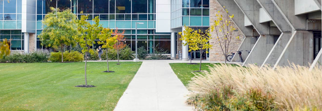 Exterior view of Student Center near main entrance